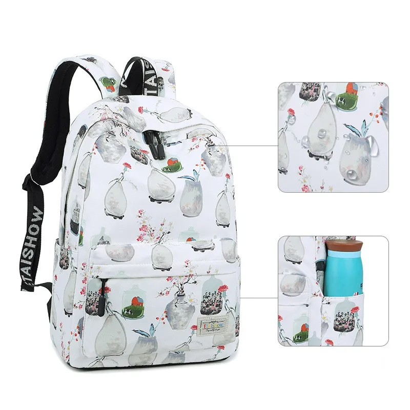 

New Waterproof Composite Backpack Student Schoolbag Female Small Fresh Casual Printing Backpack 2021