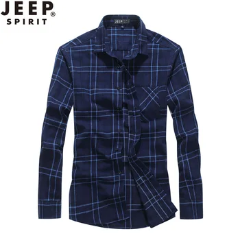 

2020 JEEP men's spring and autumn new business casual long-sleeved cotton plaid men's lining Fashion Loose shirt clothes