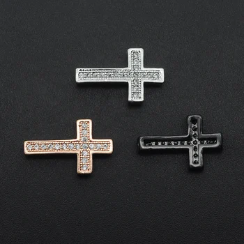 

10x16mm 100% CZ Zircon DIY Jewelry Cross Bead Connectors Charm Wholesale Jewellery Connector OEM Order Accepted
