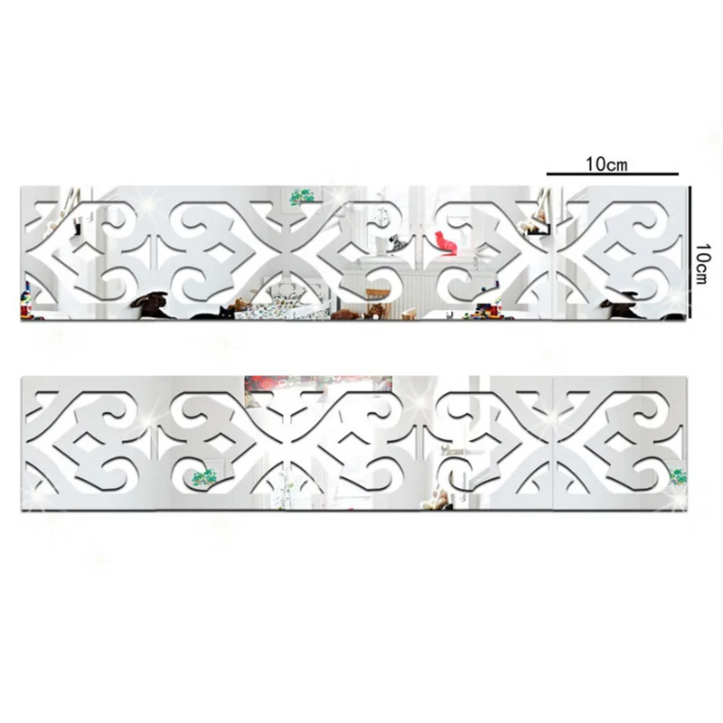 

Square Waist Line Baseboard Ceiling Ceiling Decoration Mirror Sticker Home Decoration Mirror Sticker 2019 New 4 Colors