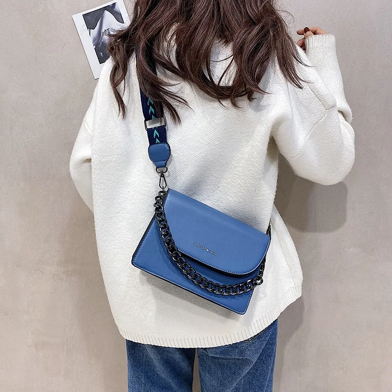 

Online Celebrity Non-mainstream Textured Bag Women's 2020 New Style Versitile Fashion Chain Square Sling Bag Broadband Crossbody