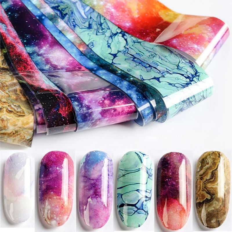 

Gradient Nail Foils Mixed Pattern Psychedelic Series Transfer Stickers Slider Colorful Nail Art Decoration Design Tips