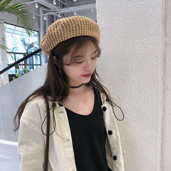 

Hat female spring and summer new beret wild retro pumpkin hat Japanese art painter hat