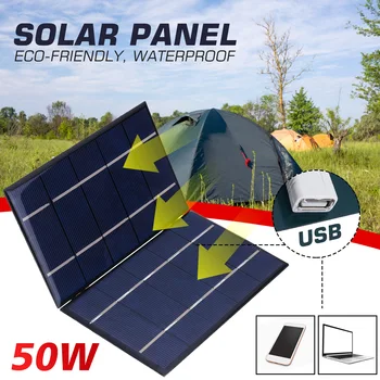 

Foldable Solar Panel 50W 5V Sun power Solar Cells Bank Pack USB USB Cable Waterproof for Phone Backpack Camping Hiking Outdoor