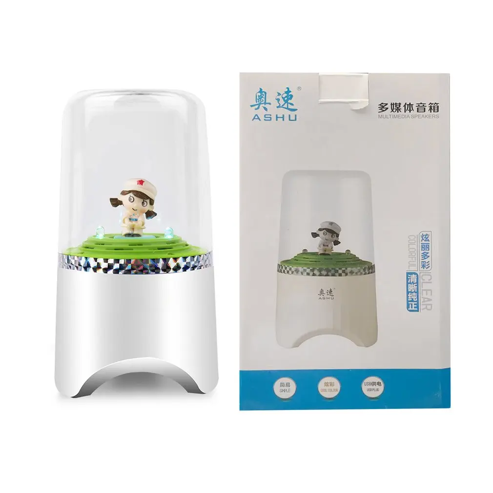

AS103 Mini Speaker Innovative Cartoon Speaker USB Desktop Speaker Loudspeaker With Colorful Light For PC Laptop