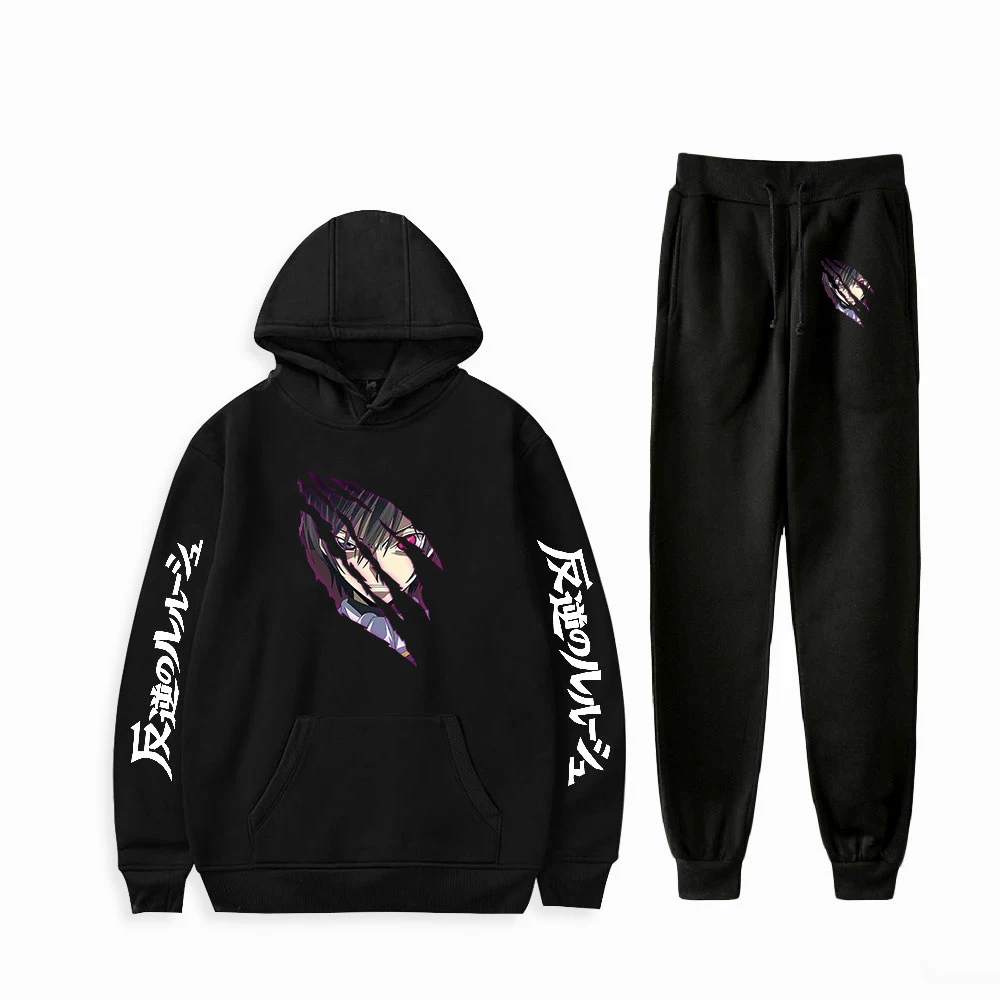 Cool Cartoon Code Geass Sweatshirt Suits Hoodies+jogger Pants 2021 new Harajuku Highstreet Streetwear Sets | Мужская одежда