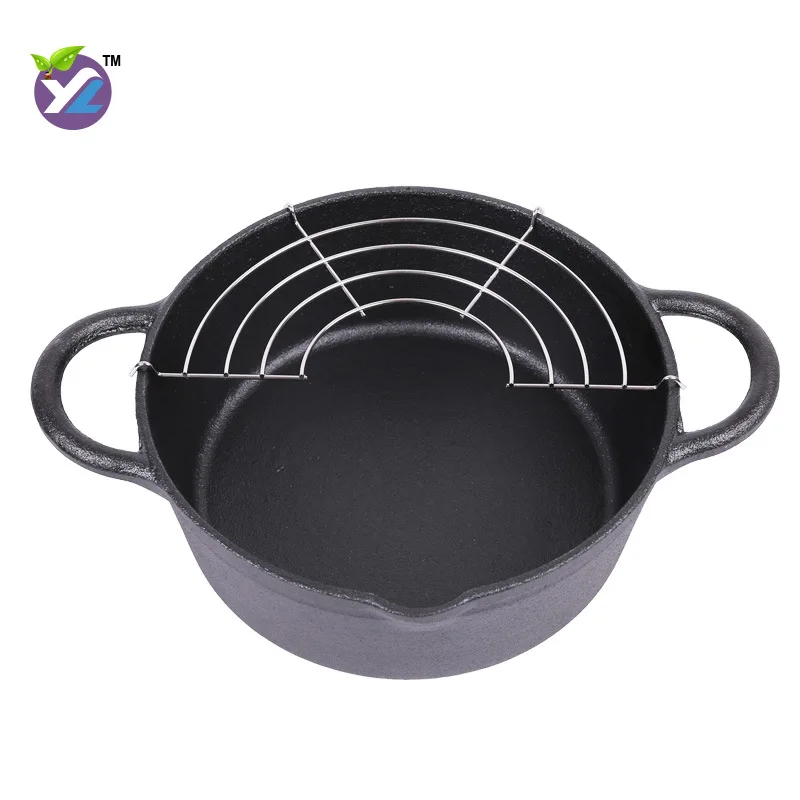 

Japanese Style Tempura Cast-iron Deep Frying Pan Household Small Deep-fried Pot Thick Mini Gas Stove Electromagnetic Furnace Non