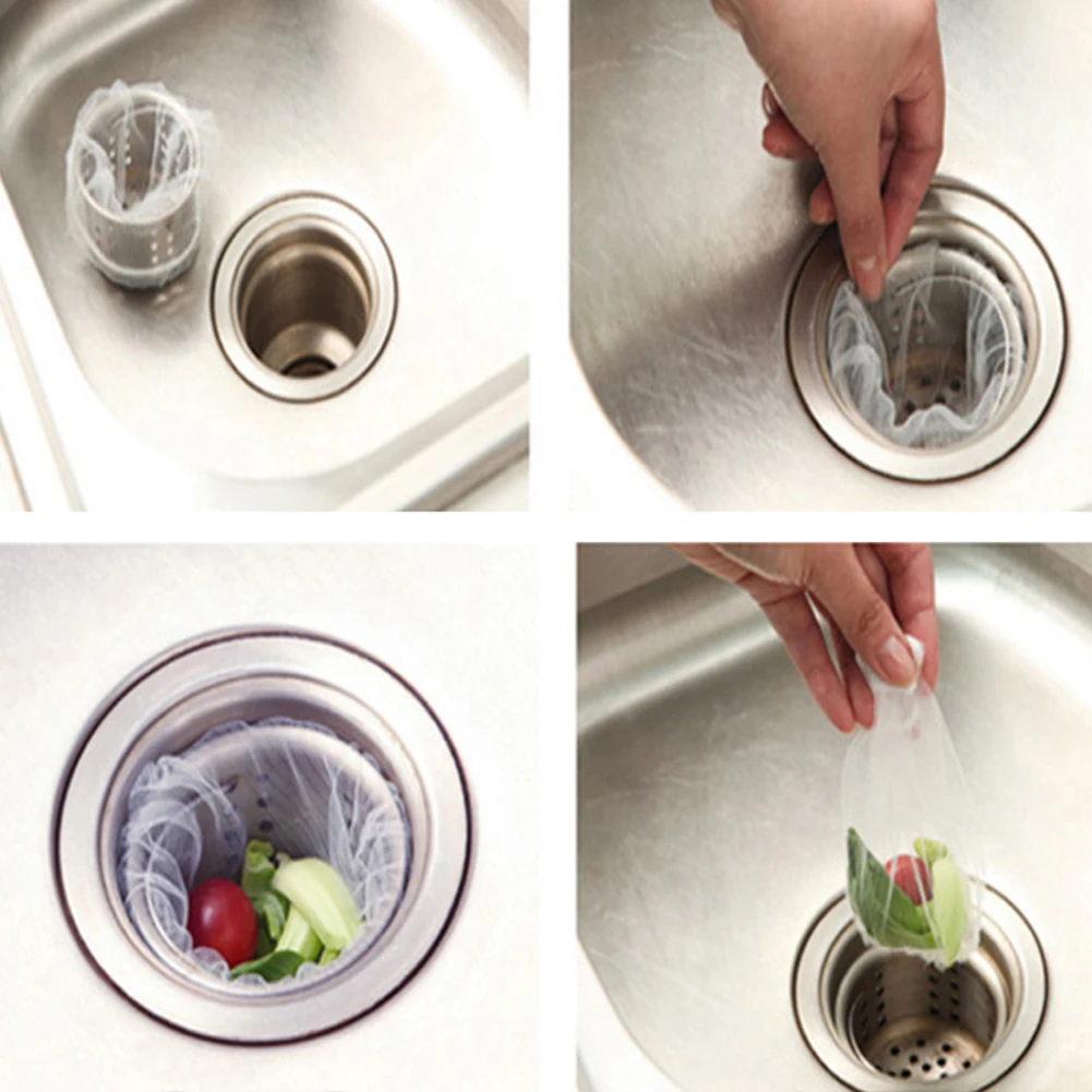 30/100PcsSink Filter Bags Kitchen Sink Strainer Garbage Filter Bag Net Mesh Anti Clogging Pouch Mesh Bag Sewer Water Filter