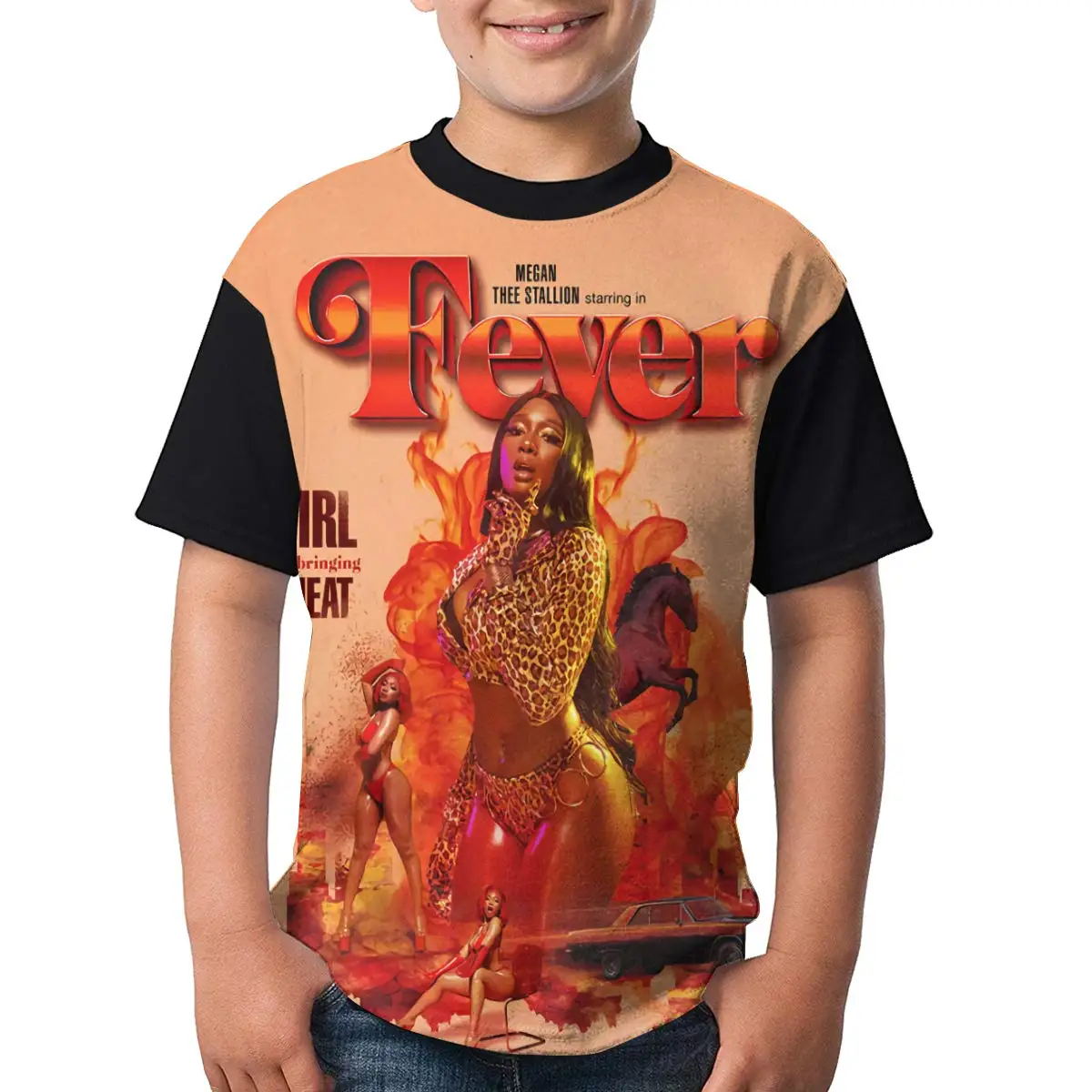 Megan Thee Stallion Youth Short Sleeve Casual T Shirts Tops for Boy Girl |