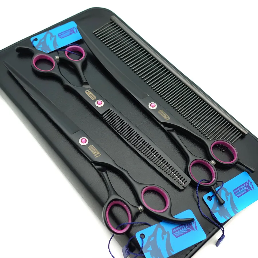 

8.0 inch Professional PET GROOMING SCISSORS Cutting+Thinning+Curved Shears+Steel comb 4 pcs in one set 440C K567