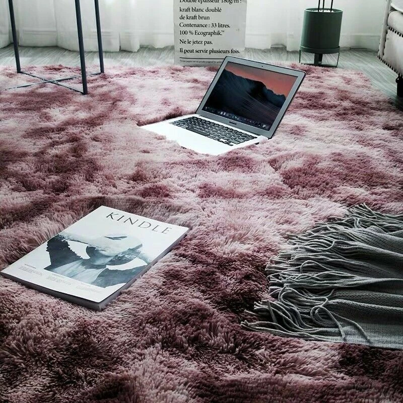 

European Long Hair Fashion Bedroom Fur Carpet Bay Window Bedside Mat Washable Personality Blanket Gradient Color Living Room Rug