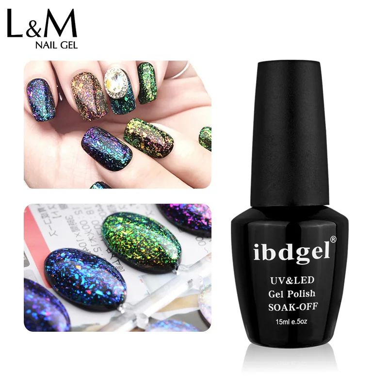 12 шт./лот ibdgel черный bottler Galaxy Shadow серии УФ замочить от алмазные ногти гель голографический лак сияющий блеск