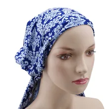 Vintage Turban szale na głowę kobiety wzburzyć chustka kapelusz po chemioterapii wstępnie wiązanej nakrycia głowy chustka kobiety Turbante gorąca sprzedaż tanie tanio CN (pochodzenie) 21cm diam cotton polyester 794284 Warmer Headbands Hair Accessories