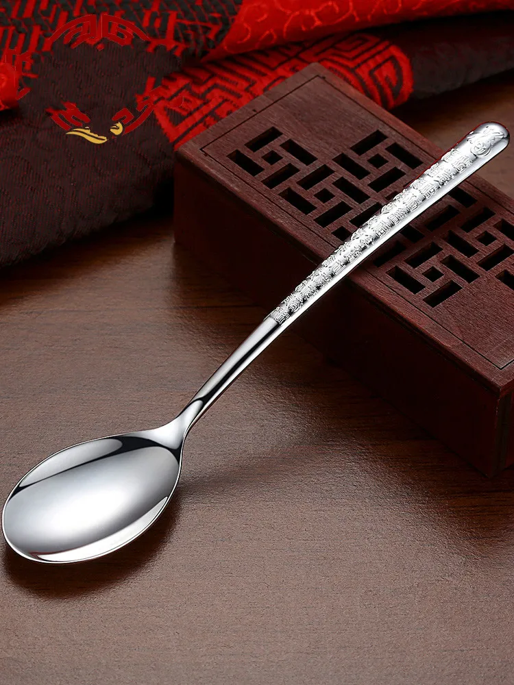 999 Серебряная ложка для стопы практичная семейная супа кофейная перемешивания