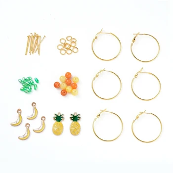 

Jewelry Making Kit DIY Earring Making with Alloy Enamel Pendants Natural Transparent Acrylic Beads Hoop Earrings Jump Rings Pins
