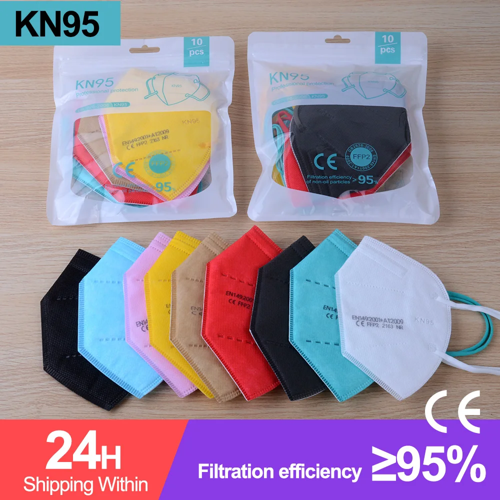Mascarilla de seguridad reutilizable KN95, máscara respiradora antipolvo de Color mezclado, protectora, FFP2, KN95, negra