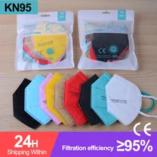 Masque de sécurité anti-poussière réutilisable KN95, protection faciale et buccale de couleur mixte, FFP2, noir