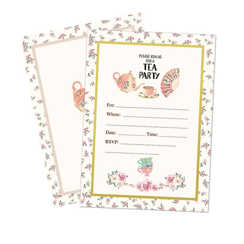 10pcs 13*18cm Party Invitations Cards Tea Party Decorations Happy Birthday  Party Supplies - Cards & Invitations - AliExpress