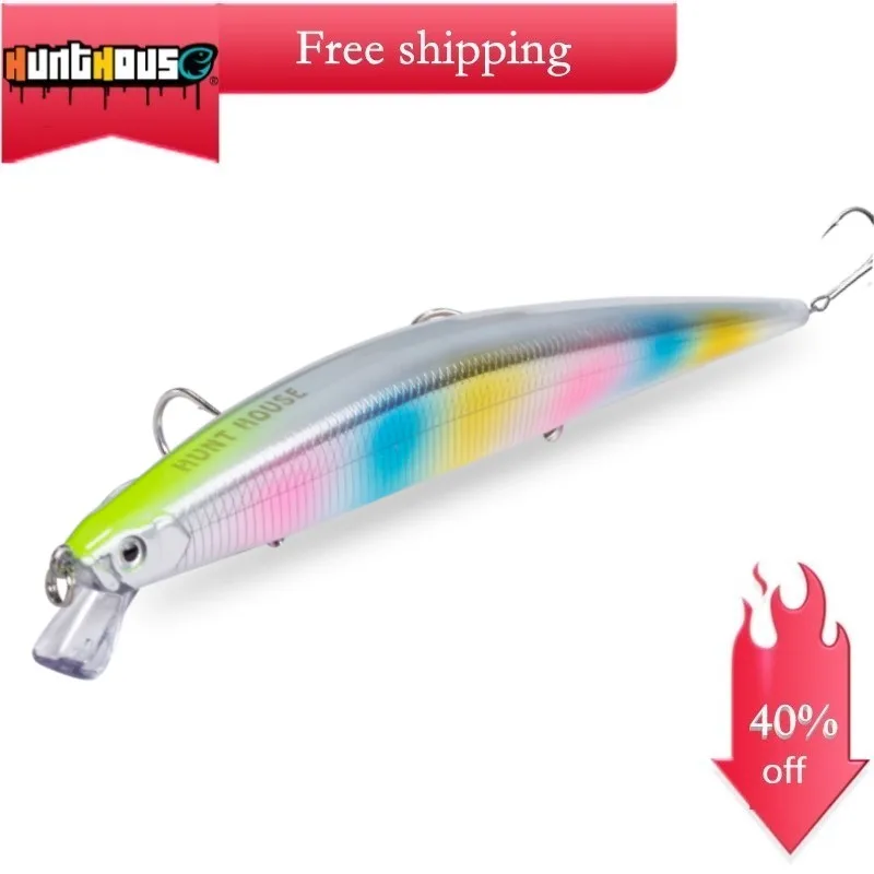 

Hunthouse 2019 new color lure tide minnow 175mm/34g lure long cast minnow slow sinking pesca tide minnow slim body for fishing