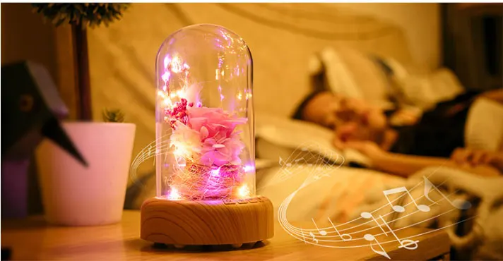 Garrafa de Vidro Lâmpada com Luz da Corda + Recarregável sem Fio Decoração da Sua Romântico Rosa Bluetooth Alto-falante Natal Casa Lâmpada 7 Romântico rosa garrafa de vidro lâmpada com