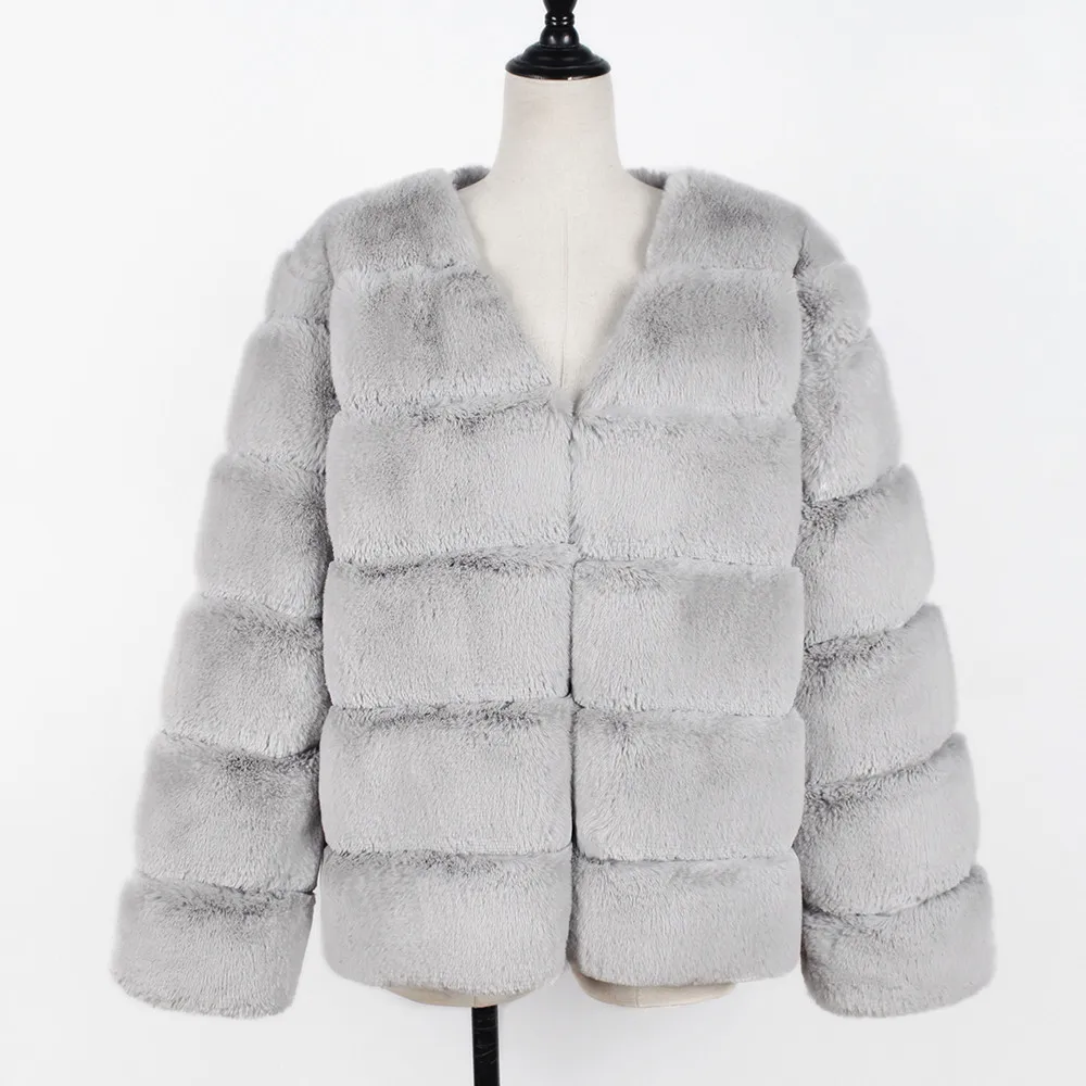 Большие размеры зимнее женское меховое пальто мягкое теплое Женское пальто из искусственного меха куртка однотонная открытая стежка женская меховая парка пальто верхняя одежда