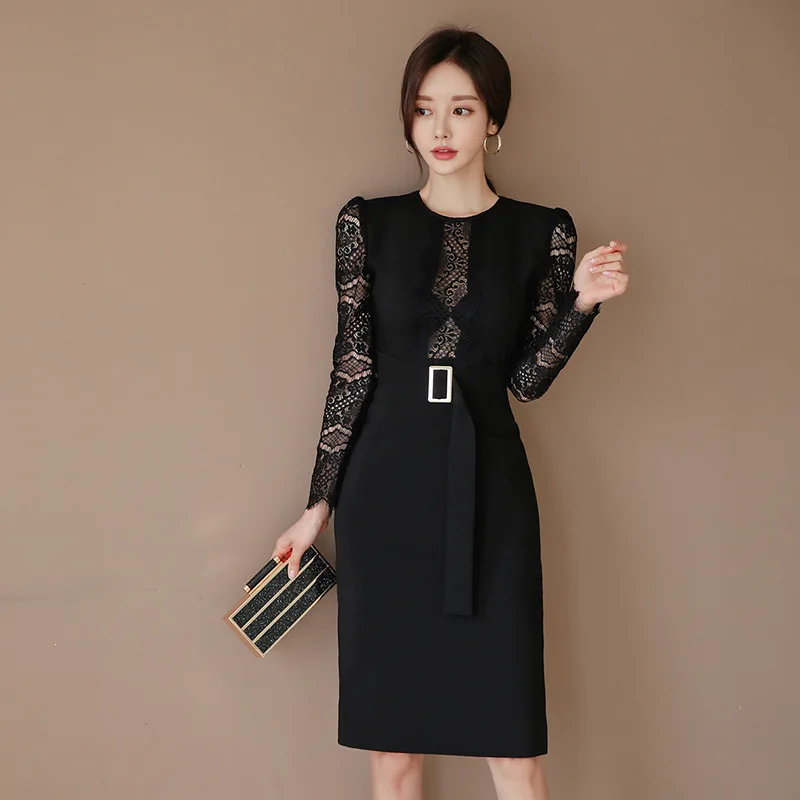 BacklakeGirls Ladies High Quality Round Neck Long Sleeve Lace Evening Dress Elagant Party Gowns For Women Vestidos De Coktel | Свадьбы и