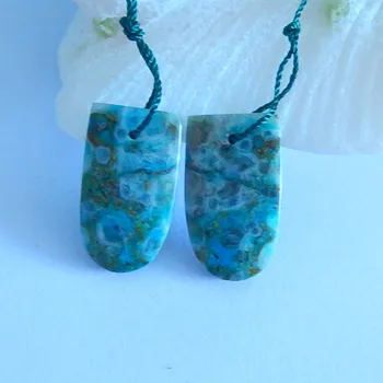 

Natural Chrysocolla Jewelry accessories fashion Earrings,24x14x4mm,7.15g