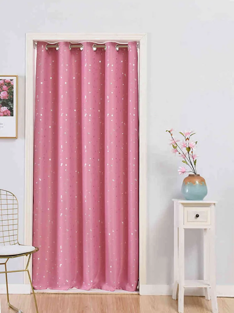 Star Pattern Thermal Door Curtains Blackout Cloth Curtain Grommet Top 5 Colors for Bathroom Kitchen Bedroom Door Balcony DW1233