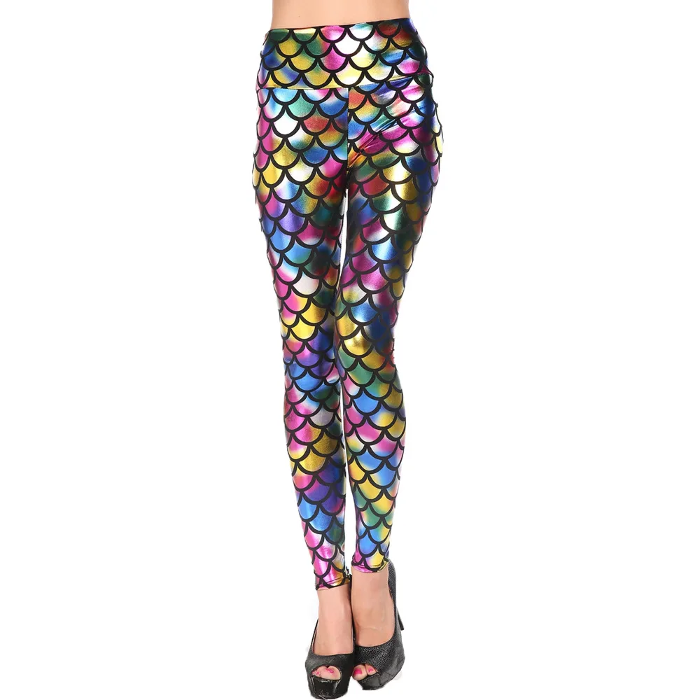 

Beauty luo shi Europe And America WOMEN'S Dress Color Scale Leggings Women's Large Size Women's High-waisted Pu Scale AliExpress