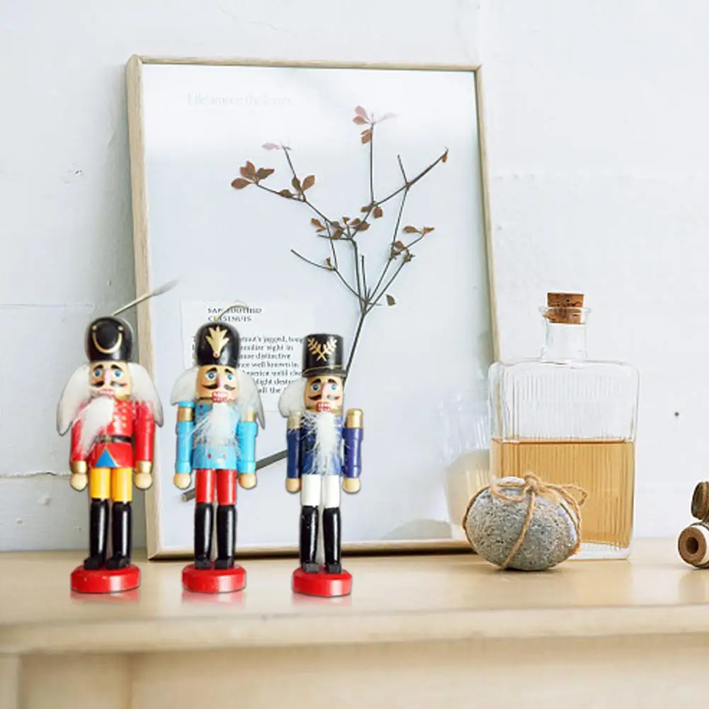 Christmas Decorations Nutcracker Wooden Soldier Puppet 12CM Tin Toy 6-piece Decorative Pendant