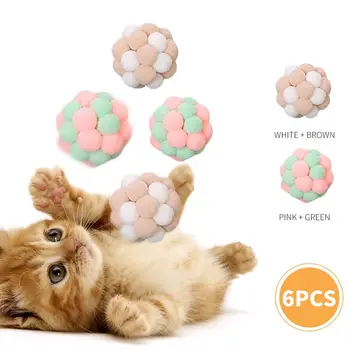 

6pcs Interactive Cat Toy Funny Pet Kitten Chewing Play Ball Toy Catnip Scratch Bell Toys Cat Mint For Cats Supply Pet Products