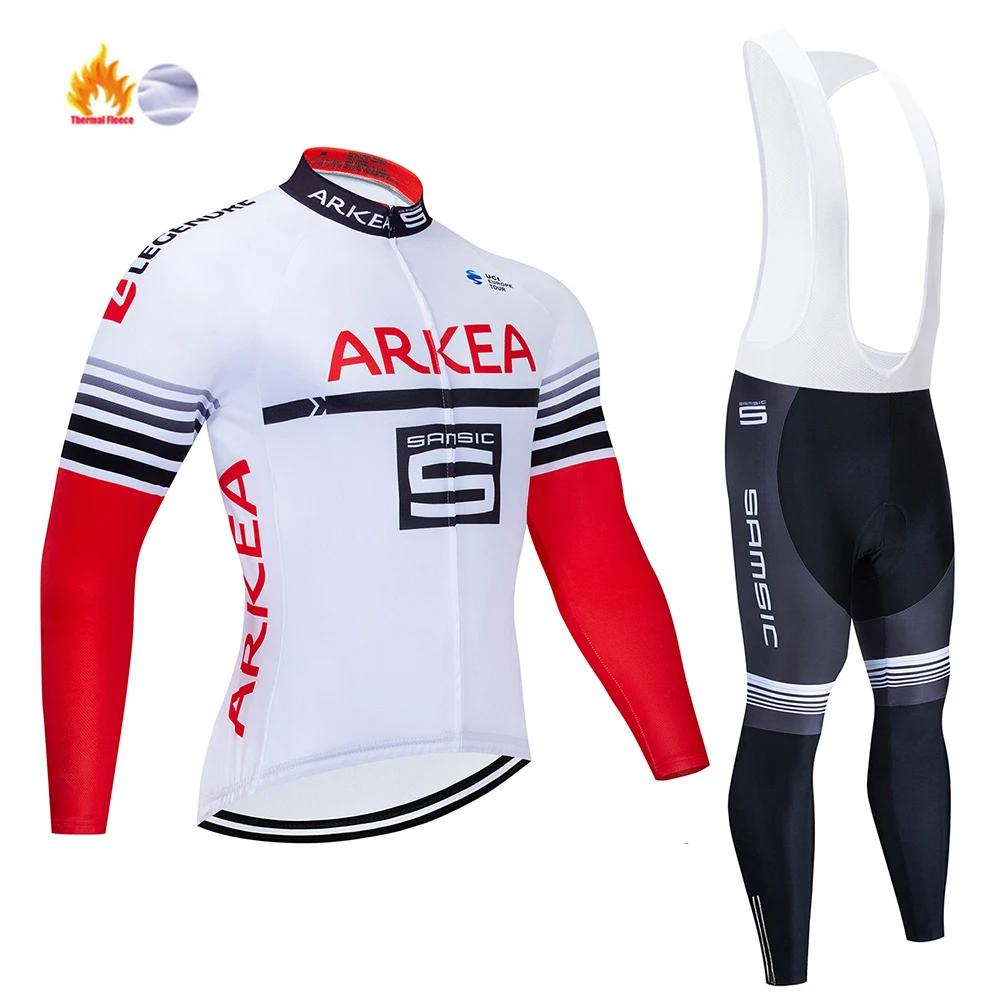 Команда ARKEA велосипедная Джерси 19D нагрудник MTB Франция велосипедная одежда мужская зимняя теплая флисовая велосипедная Одежда для велоспорта - Цвет: Cycling suit