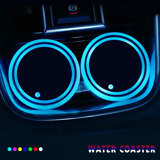 Auto LED Getränke halter Licht matten Auto Untersetzer Flasche Lichtsensor  Vibration Atmosphäre Licht Konstellation LED Getränke halter 7 Farben -  AliExpress