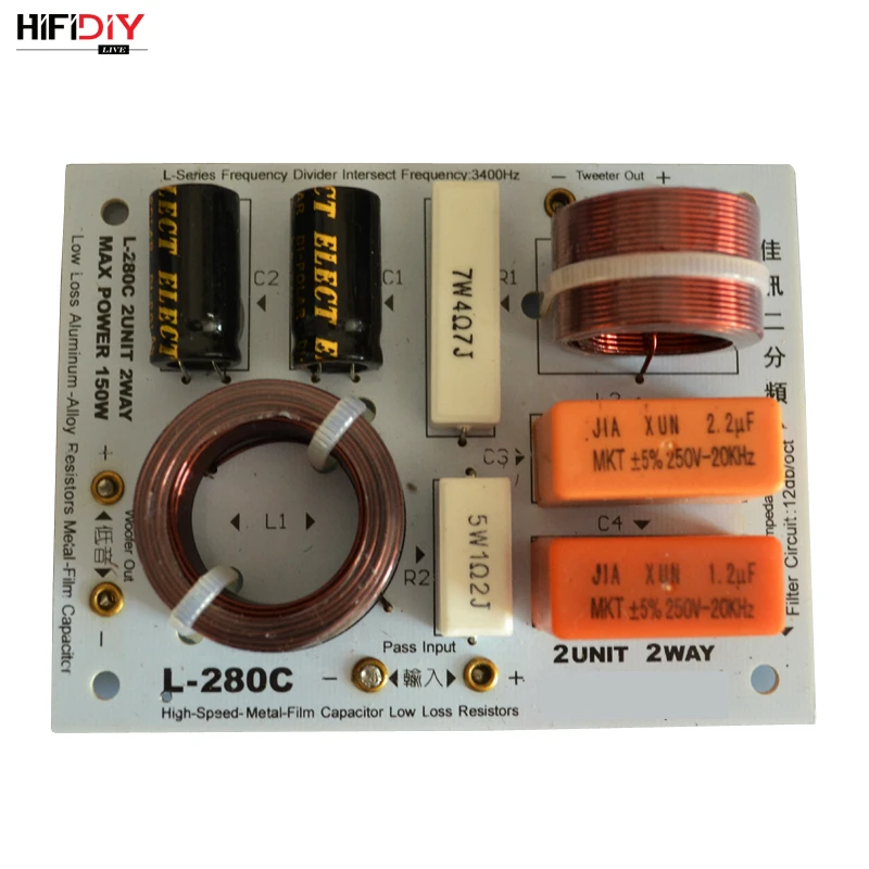 Hifidiy динамик с 2 мя динамиками (твитер + бас) Hi Fi s аудио кроссовер делителем частоты