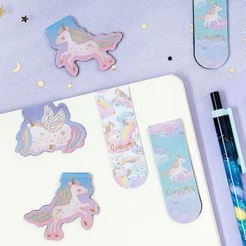 

2 pcs/pack Wing Cloud Cute Unicorn Style Magnet Bookmark Paper Clip School Office Supply Escolar Papelaria Gift Stationery