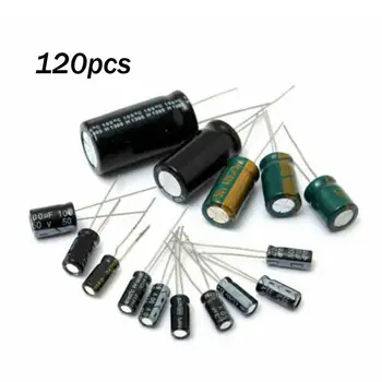 

120Pcs/Bag Black Aluminum Electrolytic Capacitor Assortment Kit for Electric Circuit Range 0.22uF-470uF 12 Values Each 10pcs