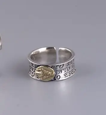 Новинка S925 Серебряное кольцо для женщин Винтажный тайский серебристый мужское кольцо модное Девы Мэри широкое издание кольцо для мужчин женское кольцо - Цвет основного камня: small