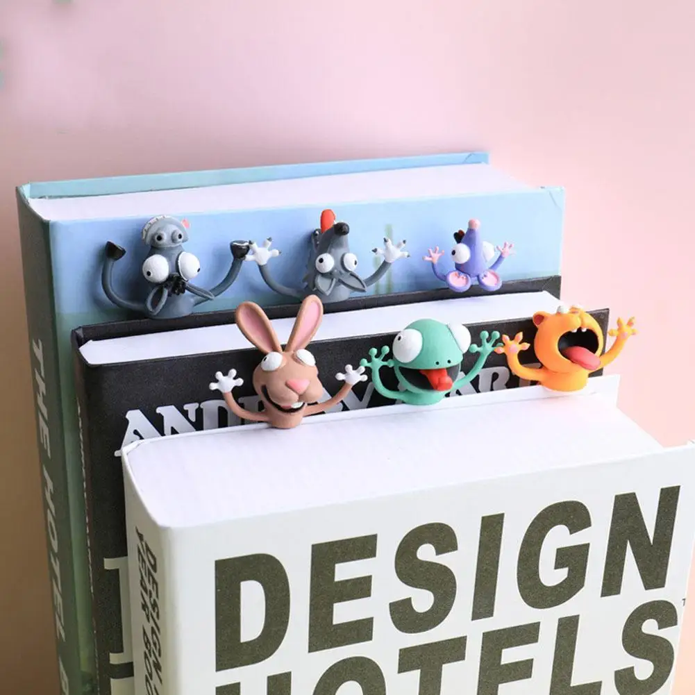 

1PC 3D Stereo Cartoon Animal Bookmarks PVC Original Cute Cat Kawaii DIY Bookmarks Student School Stationery For Kids Gift