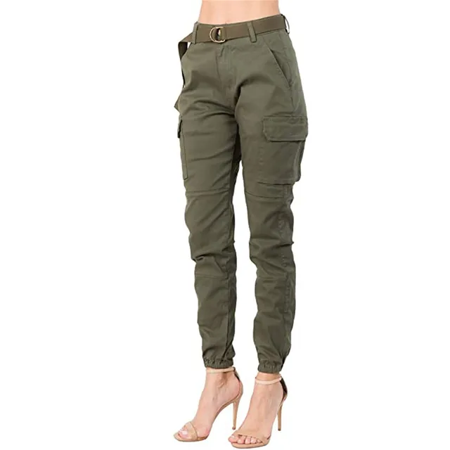 Cargo Pants For Women Plus Size High Waist Elastic Straight 4