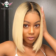 Panda 13x4, 613, блонд, кружевные передние парики, бразильские волосы Remy, плотность 150%, 1B 613, короткие светлые парики из человеческих волос для черных женщин