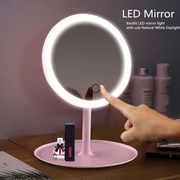 

Makeup Backlit LED mirror light With Natural White Daylight vanity mirror Detachable/Storage Base 3 Modes USB Charging mirror