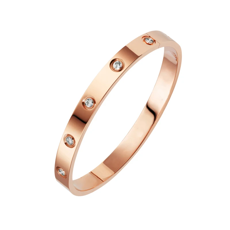 Golden Colour Full Zircon Bangle Fashion Titanium Steel