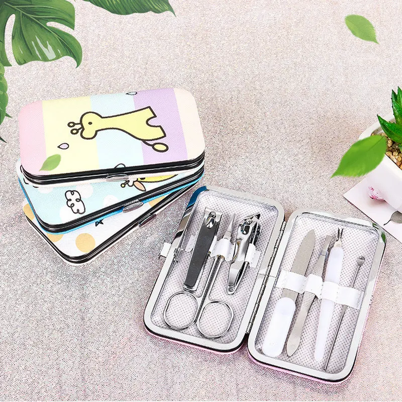 

Cartoon Printing Nail Clipper Set 7-piece Nail Clippers Eyebrow Clipper Nail File Ear Pick Beauty Manicure Tool