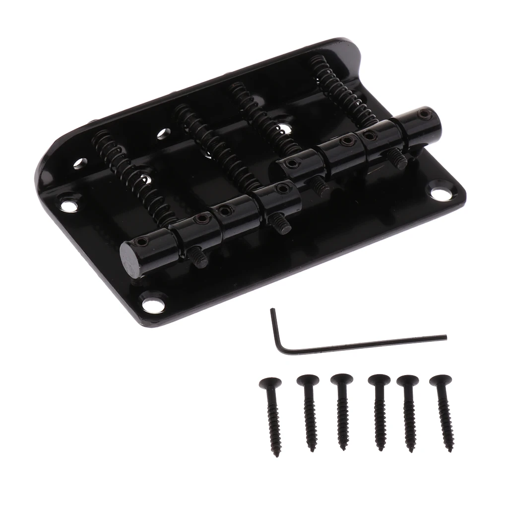 Practical DIY Zinc Alloy 4 String Bass Bridge with Screws Wrench Set Musical Instrument Accessory