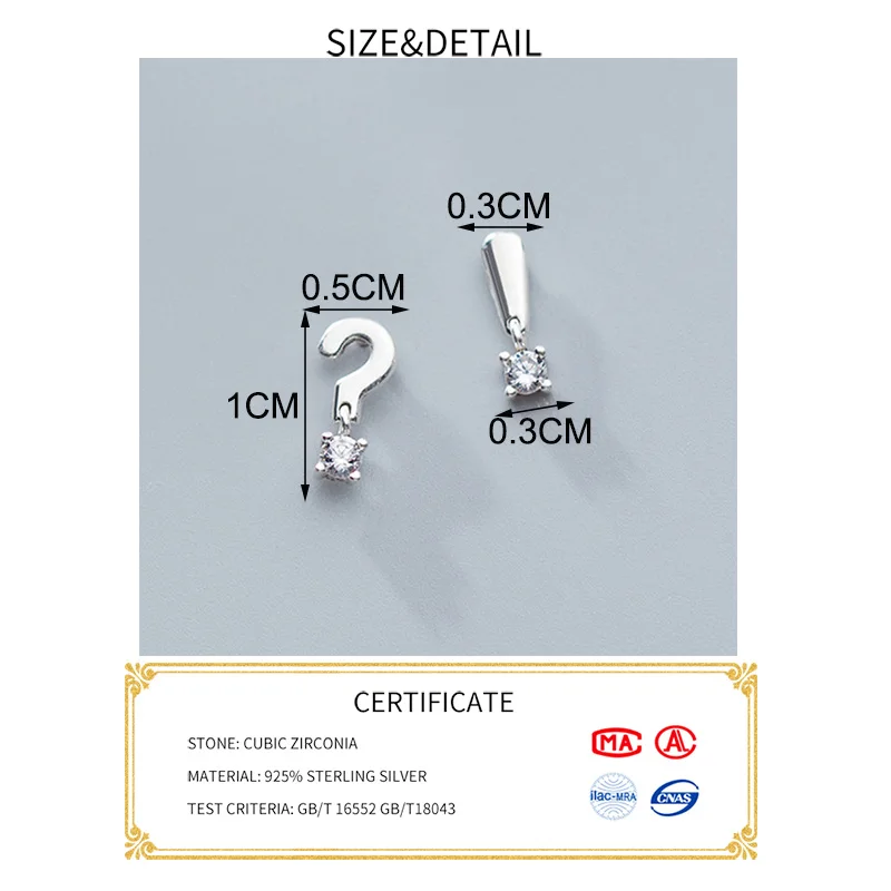 INZATT Real 925 Sterling Silver Unique Zircon Stud Earrings For Fashion Women Party Fine Jewelry Minimalist Accessories Gift - Image 2