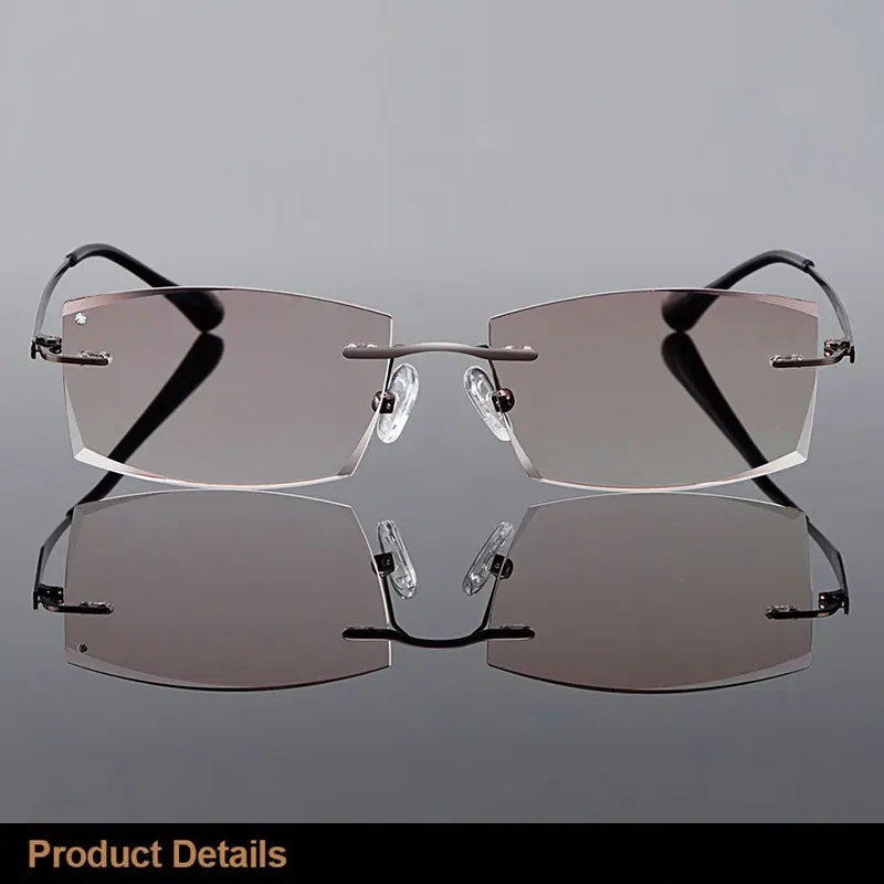 MASSENET трендовые титановые сплав мужские Алмазные обрезные очки без оправы с защитой от синего излучения очки для чтения с градиентным коричневым оттенком Z2852