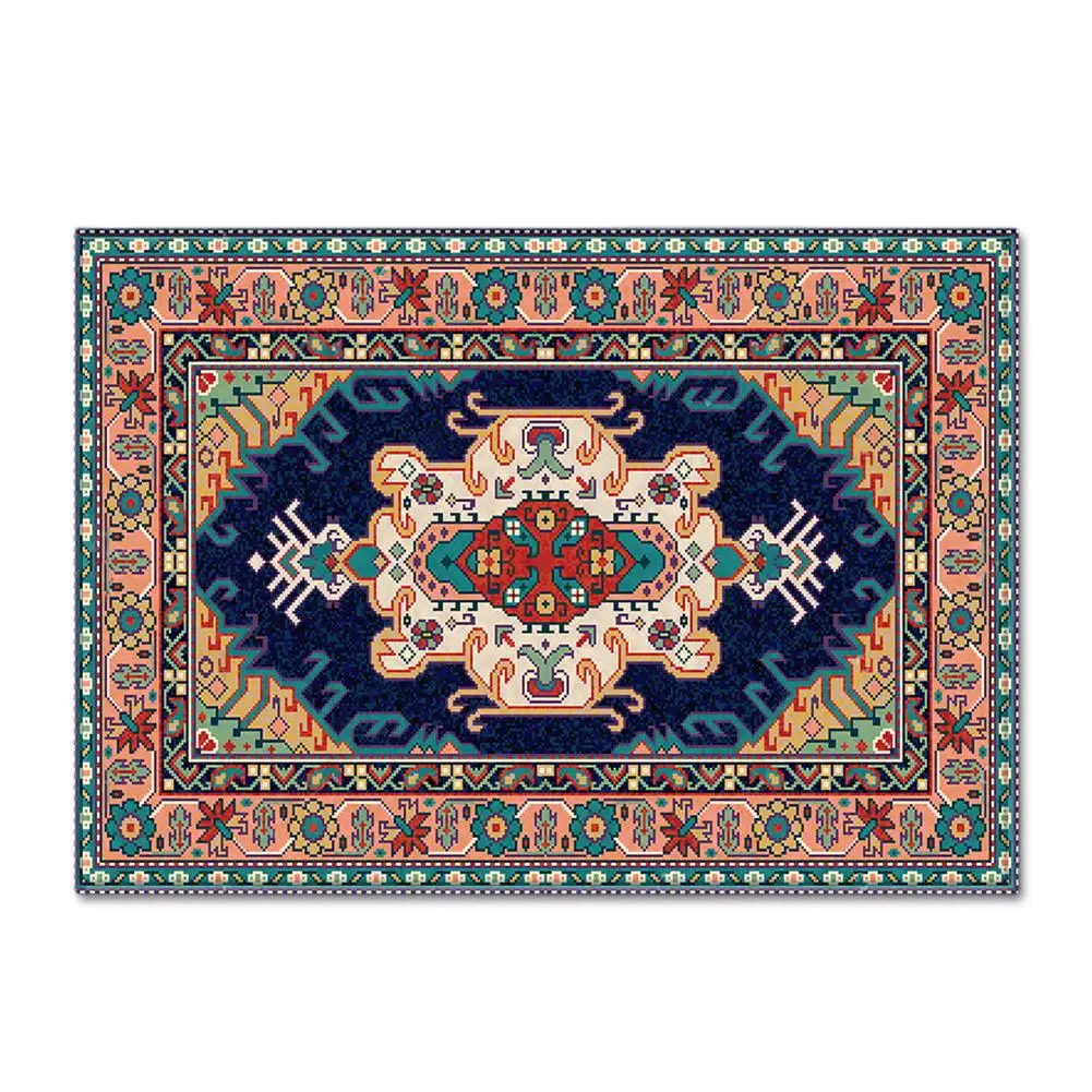 Area Rug Retro Traditional Pattern Carpet Square Mat Transitional Soft Living Dining Room Rug 1.2M*1.6M/47.24in*62.99in
