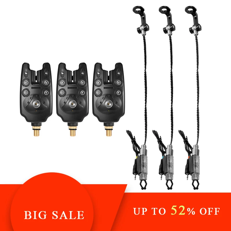 

3pcs Blue LED Wireless Fishing Bite Alarms for Fishing Rod Water Resistant Adjustable Tone Volume Sensitivity Sound Alert