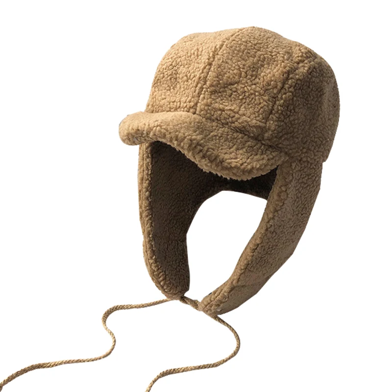 Новая зимняя женская шапка, Мягкая Милая пушистая ушанка, бархатная мягкая теплая плюшевая шапка для защиты ушей, лыжная шапка на шнуровке, шапка-бомбер - Цвет: 2