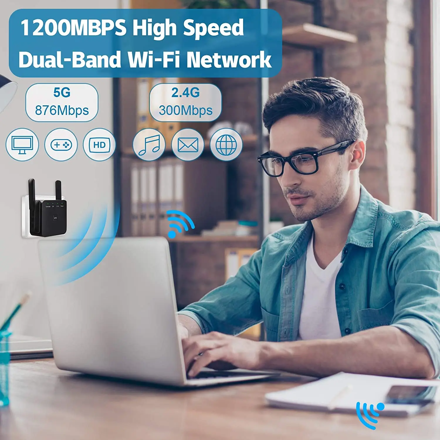 1200Mbps 5G Wifi Repeater Mở Rộng AC1200 Wi Fi Bộ Khuếch Đại Repeater Router Của Tăng Áp 2 Băng Tần 2.4G 5G Tín Hiệu Wi-Fi Extendor wifi network signal booster